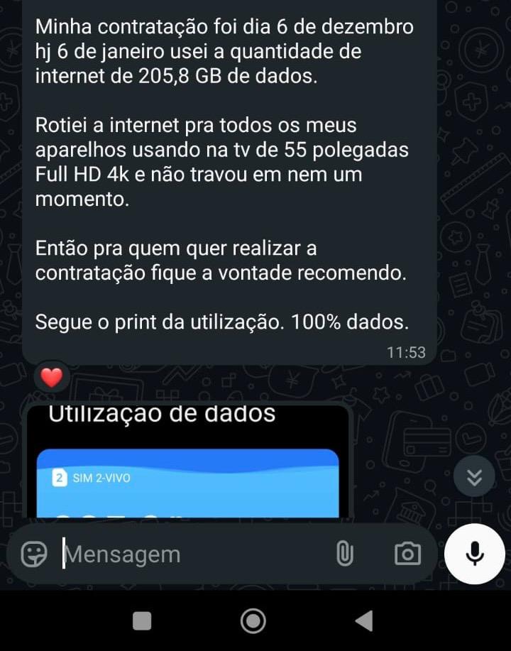 Cliente mostrando 205,8 GB usados em um mês com a AtivaNet