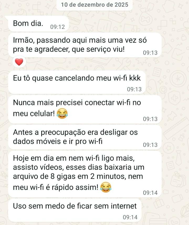 Cliente contando que quase cancelou o wi-fi de casa